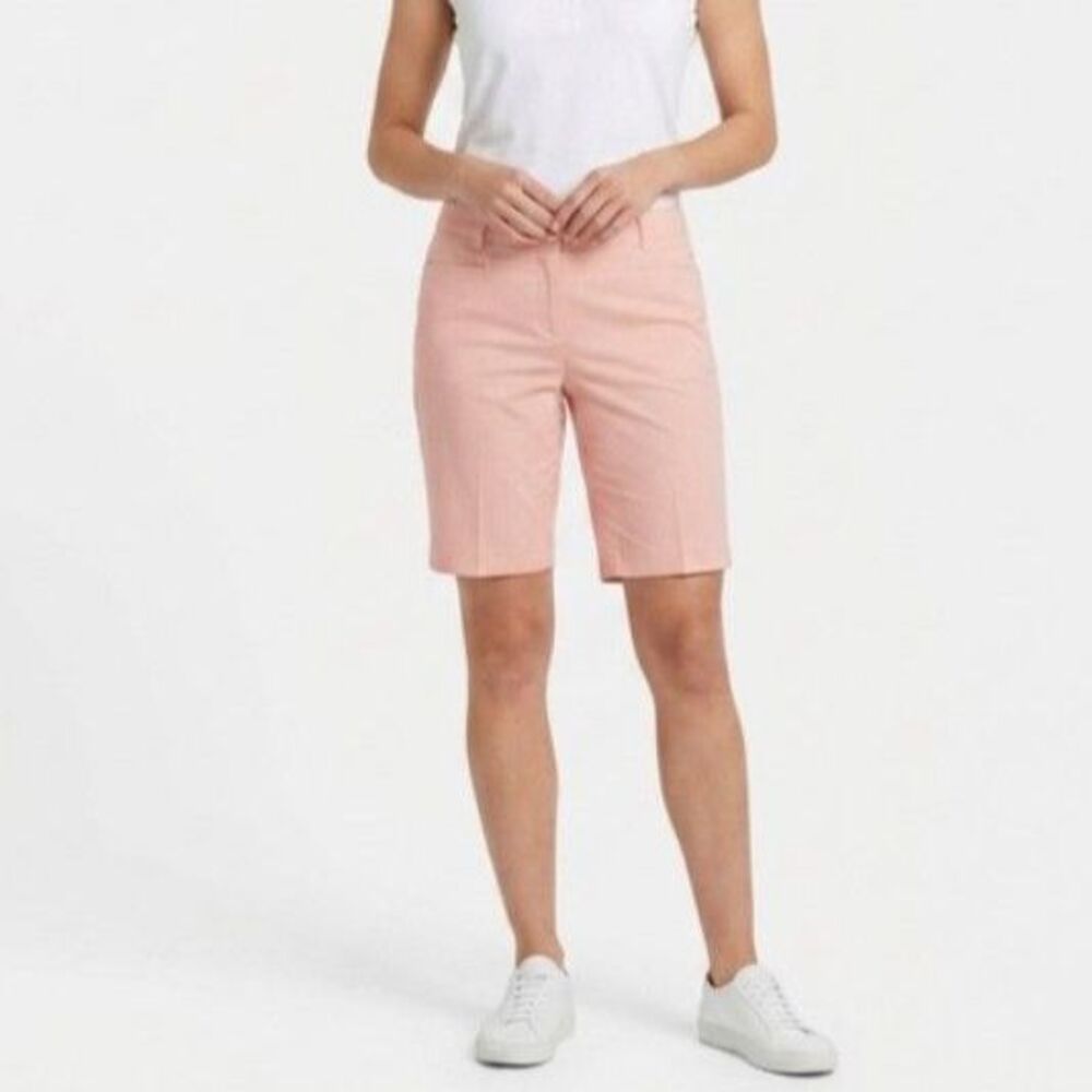 NVO Women's NWOT Orange White Mini Gingham Check Golf Bermuda Shorts Sz 8